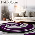 Deep Purple Gray Swirl Rug
