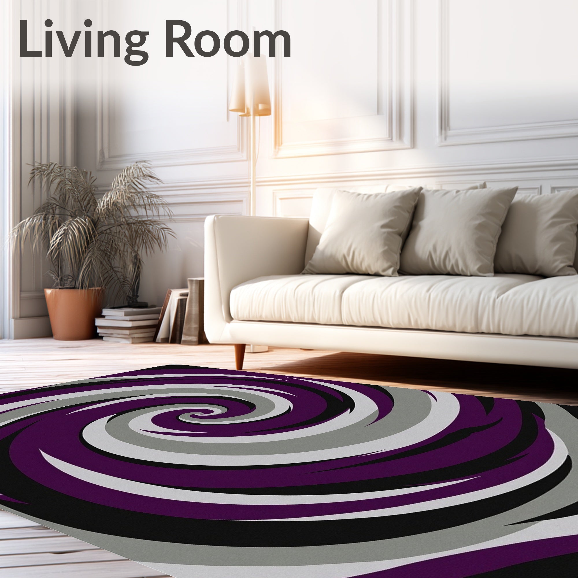 Deep Purple Gray Swirl Rug