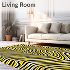 Bold Yellow Black Zebra Wave Rug