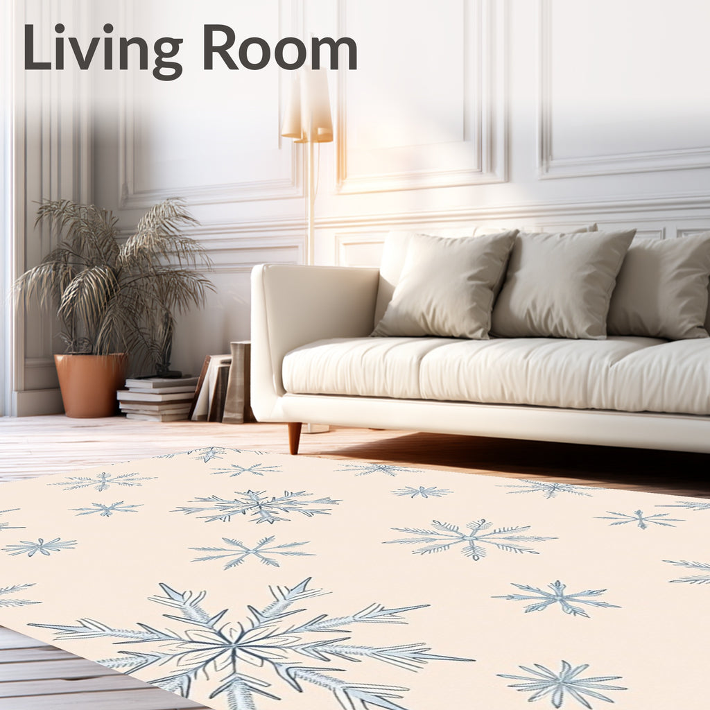 Light Blue Snowflake Scatter Rug