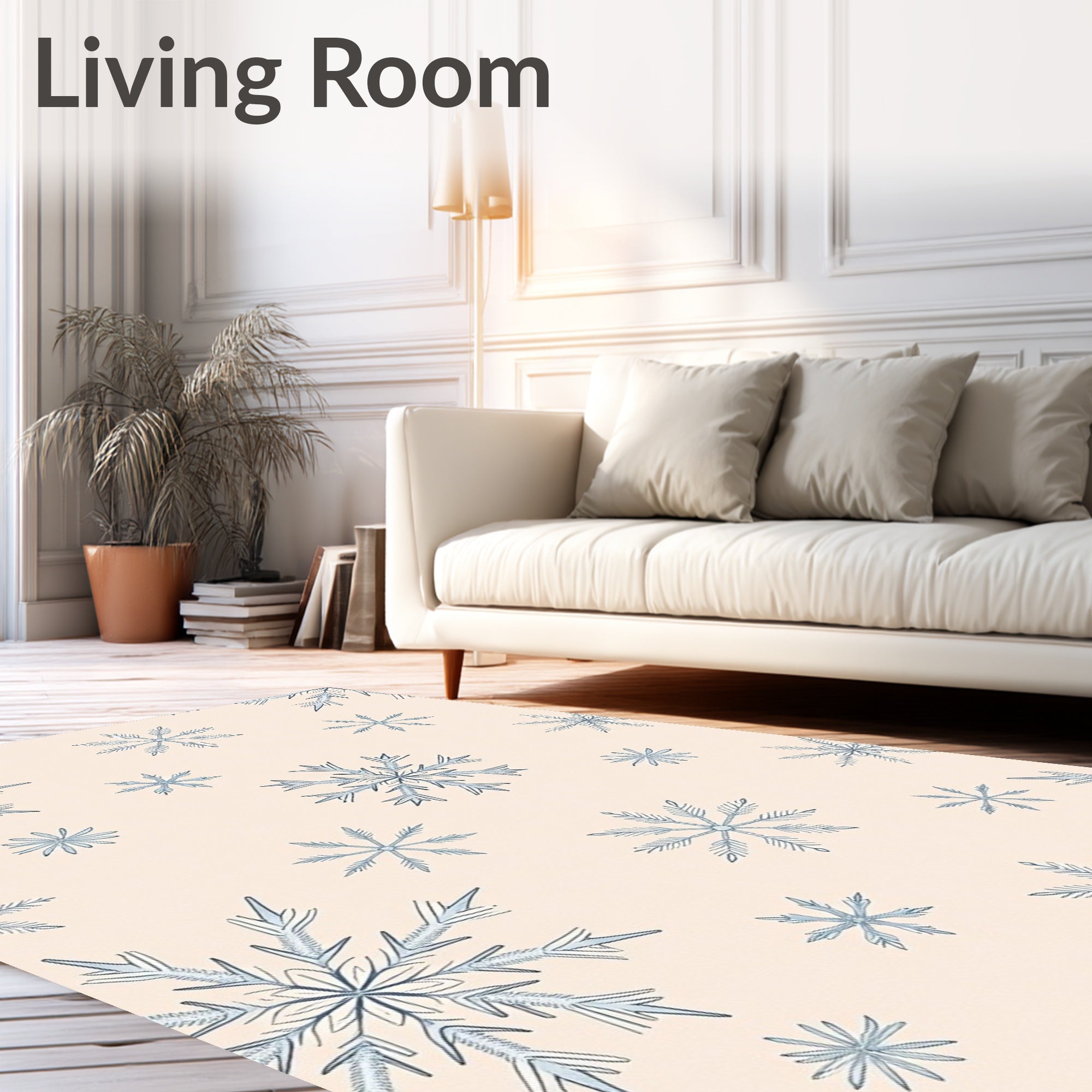Light Blue Snowflake Scatter Rug
