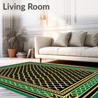 Black and Gold Geometric Trellis Rug