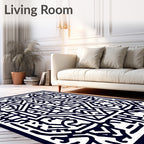 Black and White Abstract Graphic Maze Rug