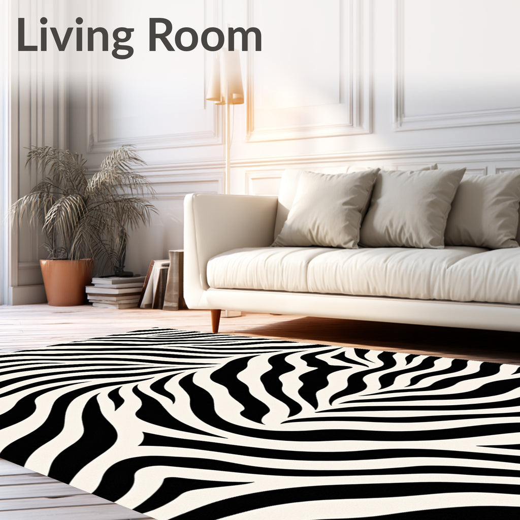 Black Ivory Wave Lines Rug