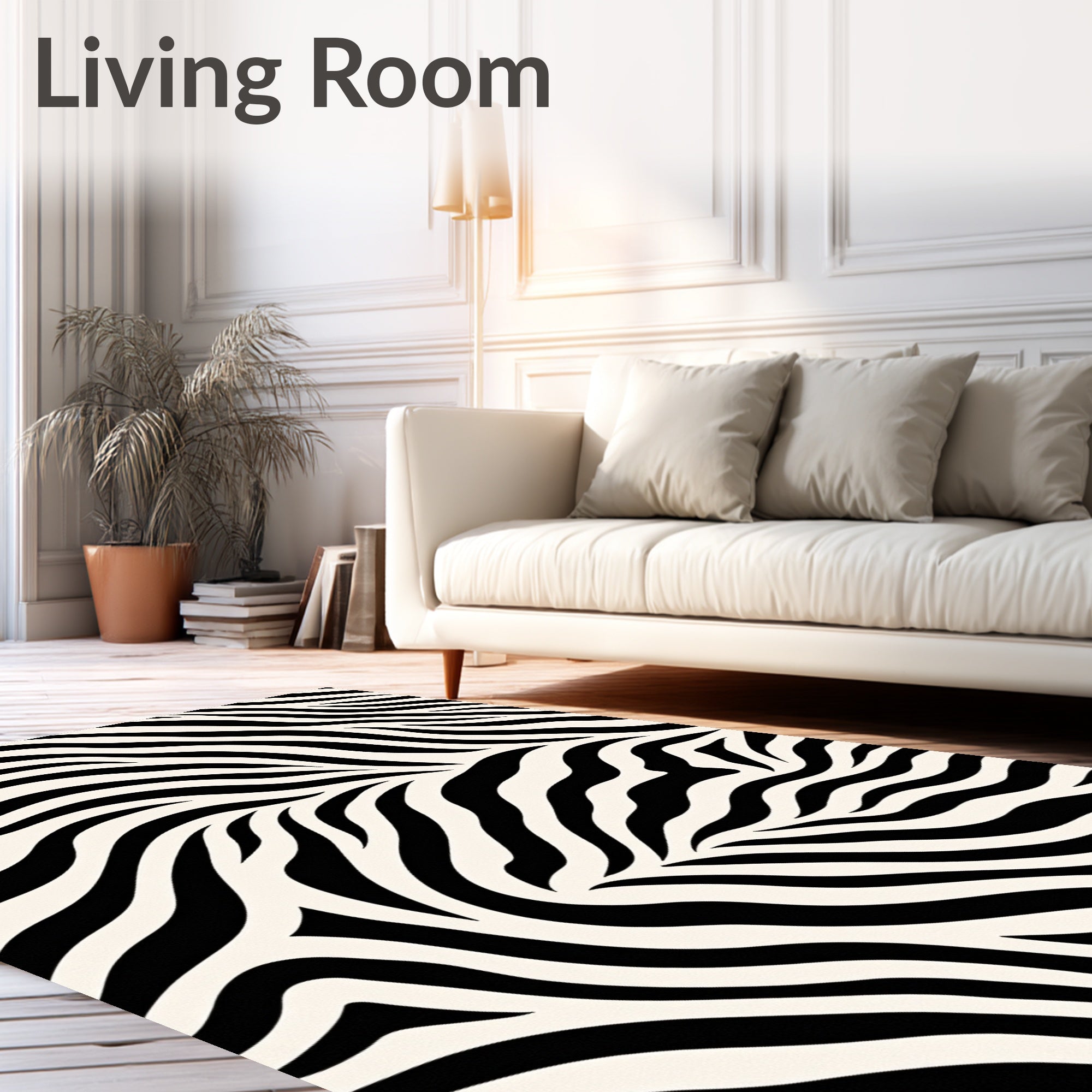 Black Ivory Wave Lines Rug