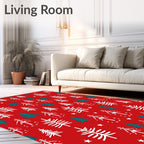 Crimson Evergreen Forest Silhouette Rug