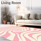 Sweet Pink Swirl Candy Stripes Rug