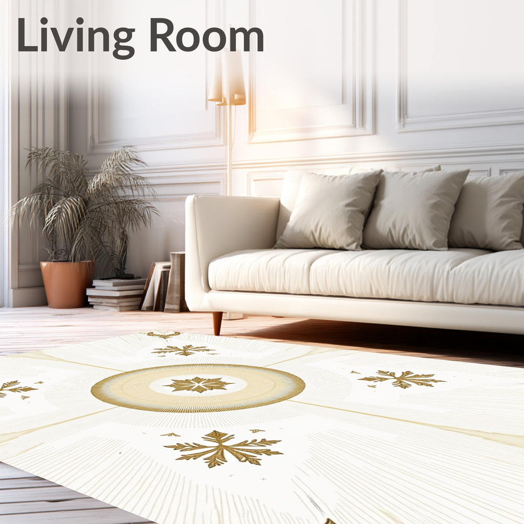 Golden Sunburst Snowflake Medallion Rug