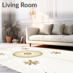 Golden Sunburst Snowflake Medallion Rug
