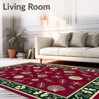 Burgundy Seashell Botanical Border Rug