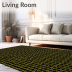 Bold Yellow Geometric Chain Link Rug