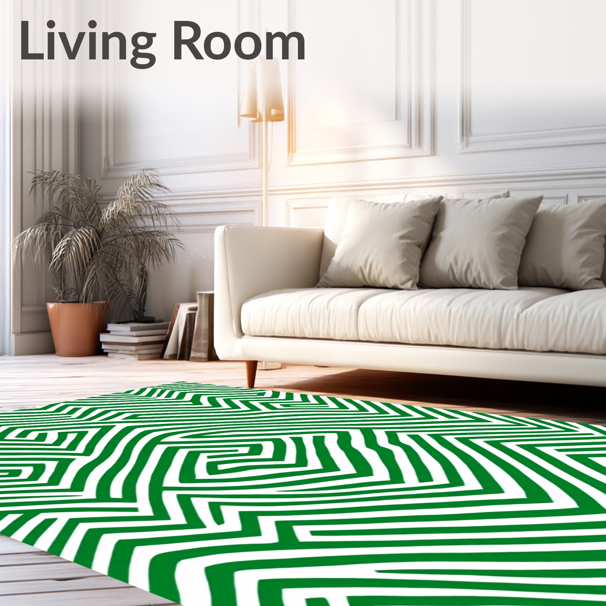 Emerald Green Abstract Maze Rug