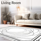 Monochromatic Swirling Line Border Accent Rug