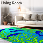Blue Dolphins Amongst Green Seaweed Rug