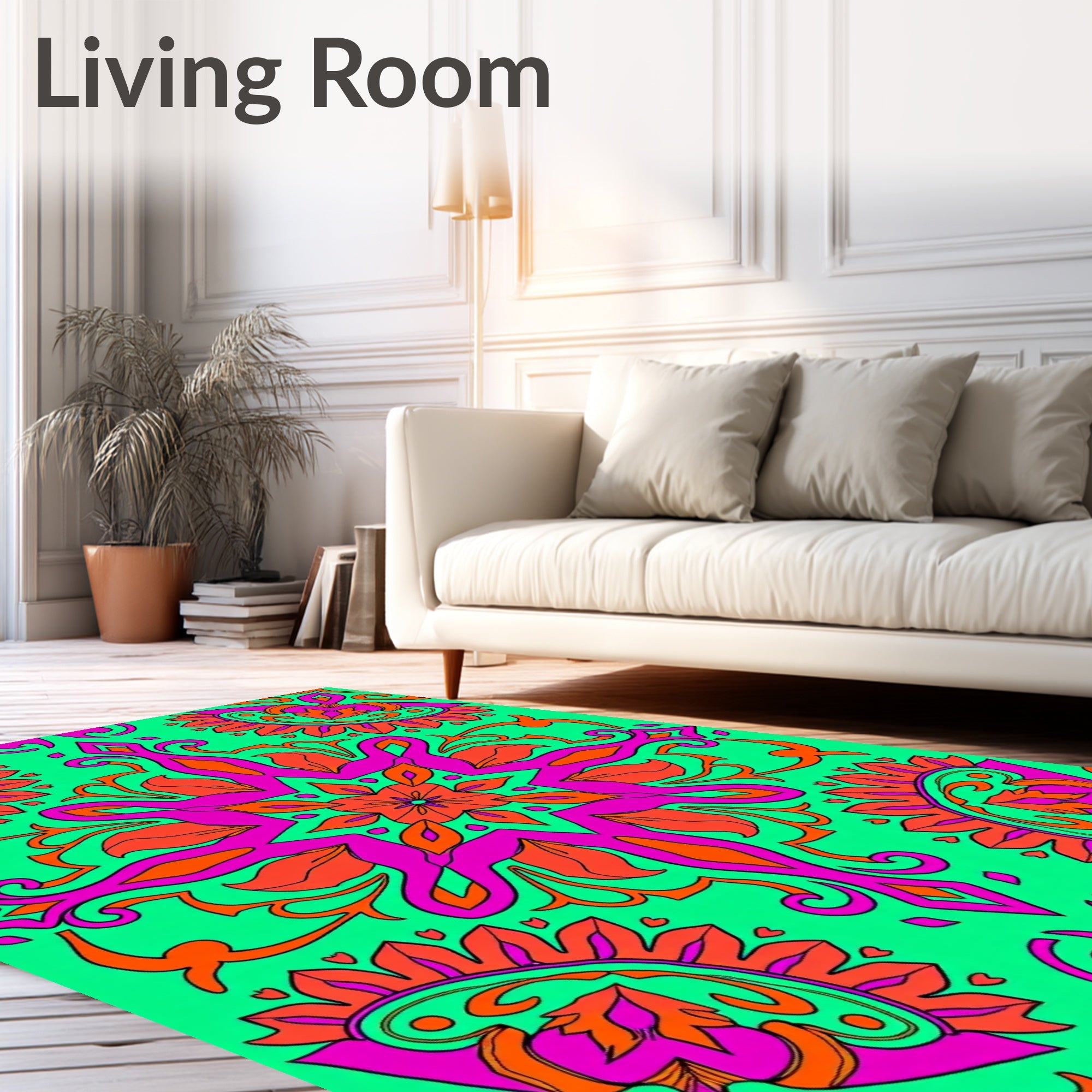 Vibrant Vivid Pink Floral Medallion Rug