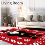Red Festive Santa Snowflakes Border Rug