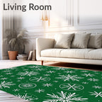 Emerald White Snowflake Scatter Rug