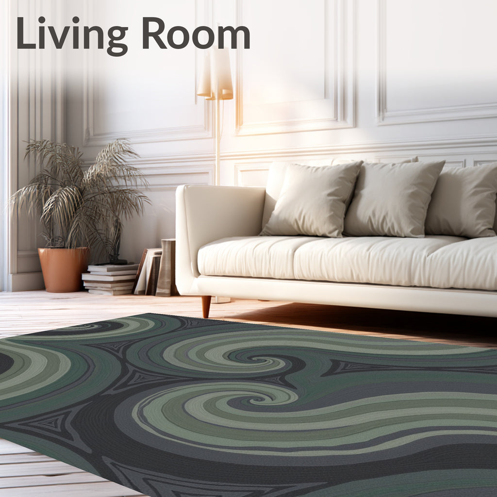 Earthen Swirl Triangles Abstract Rug
