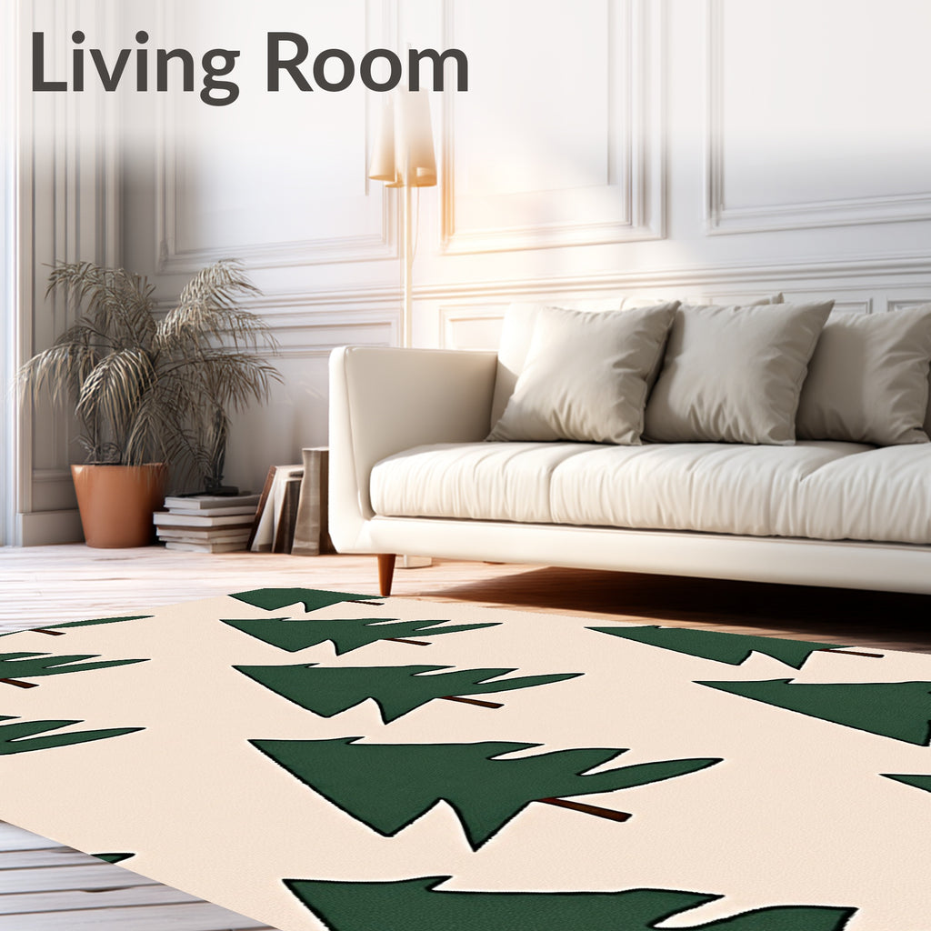Forest Green Evergreen Repeating Tree Rug