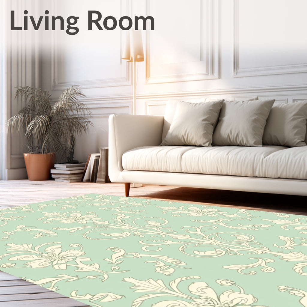 Pale Cream Vintage Floral Damask Rug