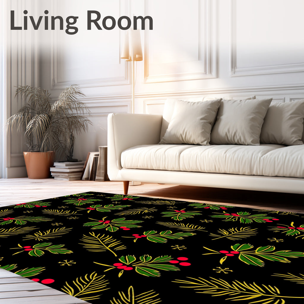Festive Holly Berry Pine Sprig Rug