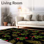 Festive Holly Berry Pine Sprig Rug