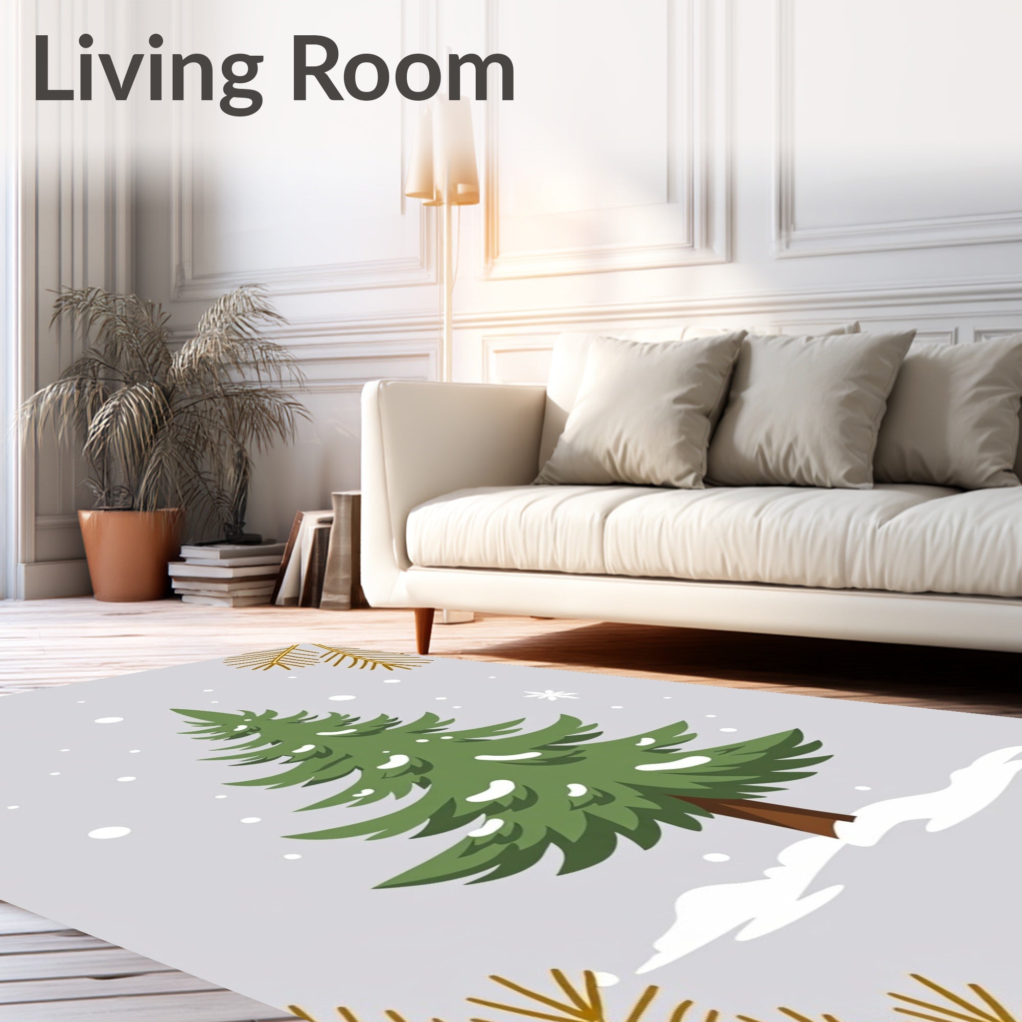 Whimsical Green Snow Covered Pine Tree Rug