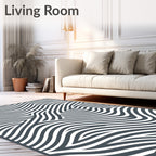 Modern Gray White Wavy Lines Rug