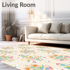 Pale Floral Animal Crest Rug