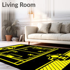 Bold Yellow Mechanical Geometric Rug