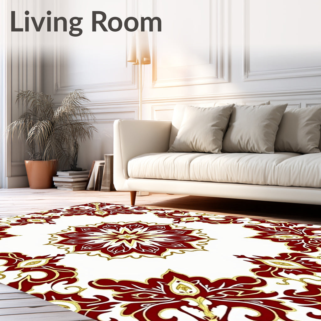 Crimson Gold Floral Medallion Radiance Rug