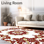 Crimson Gold Floral Medallion Radiance Rug