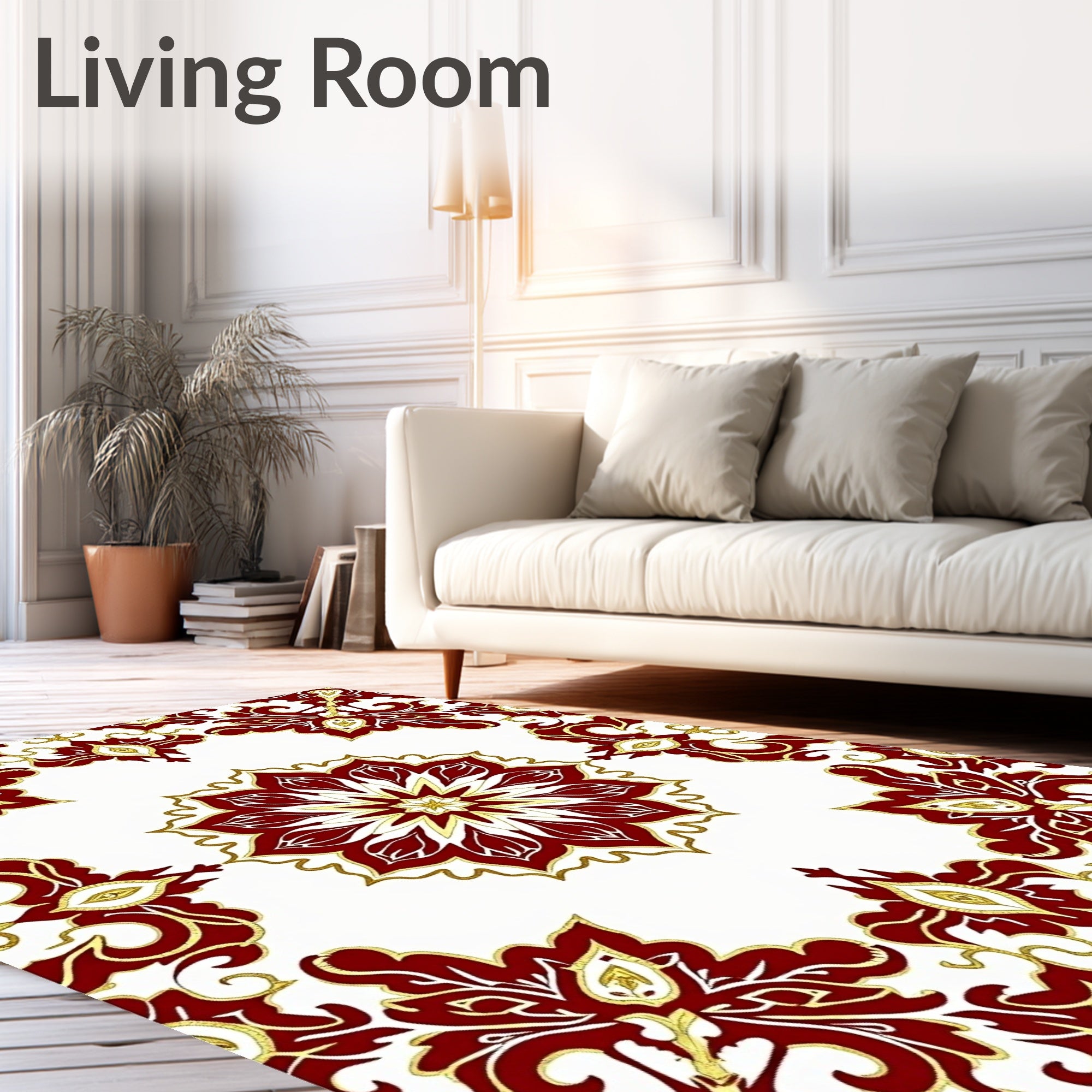 Crimson Gold Floral Medallion Radiance Rug