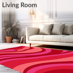 Crimson Pink Swirl Fluid Abstract Rug