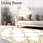 Golden Art Nouveau Floral Diamond Rug