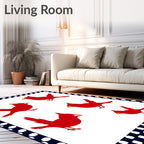 Red Cardinal Flock White Background Rug