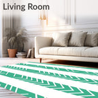 Teal White Vertical Chevron Stripe Rug