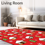 Gingerbread Houses and Snowflakes Red Rug