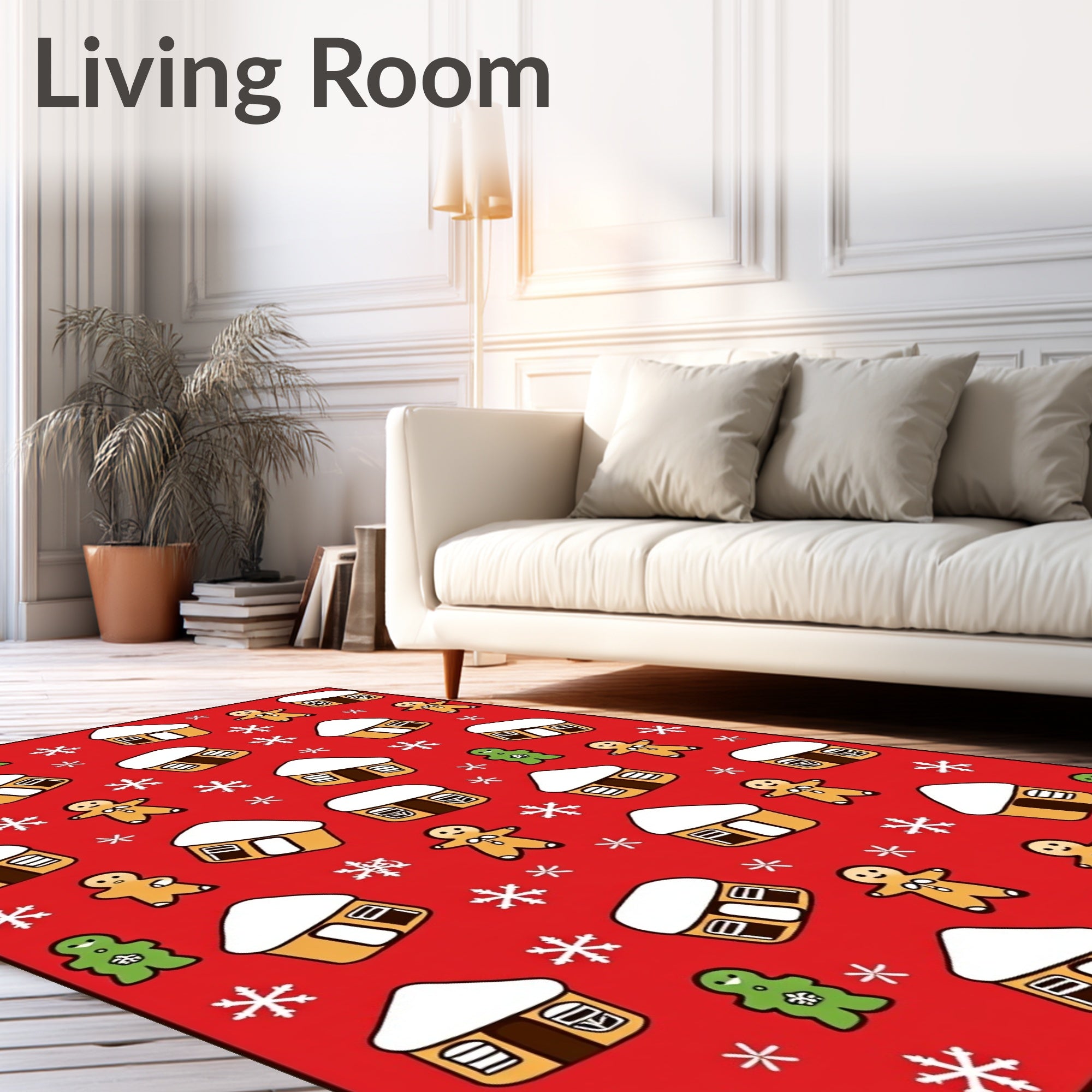 Gingerbread Houses and Snowflakes Red Rug