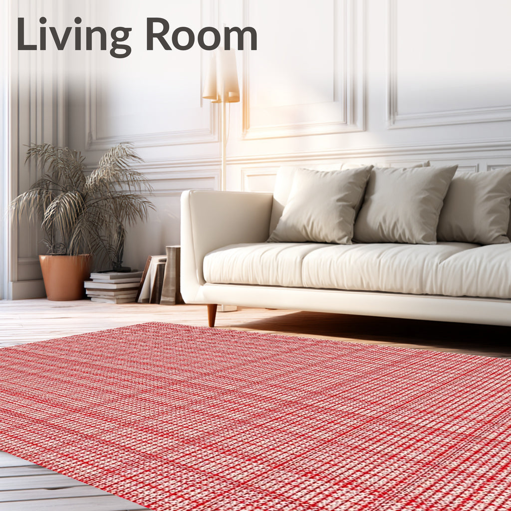 Classic Red White Checkered Textile Rug