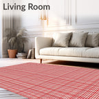 Classic Red White Checkered Textile Rug