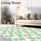 Pastel Coral Pink Flower Garland Rug