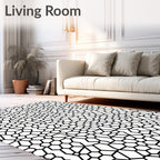 Abstract Black Mesh Mosaic Rug