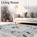 Black Snowflake Floral Medallion Rug