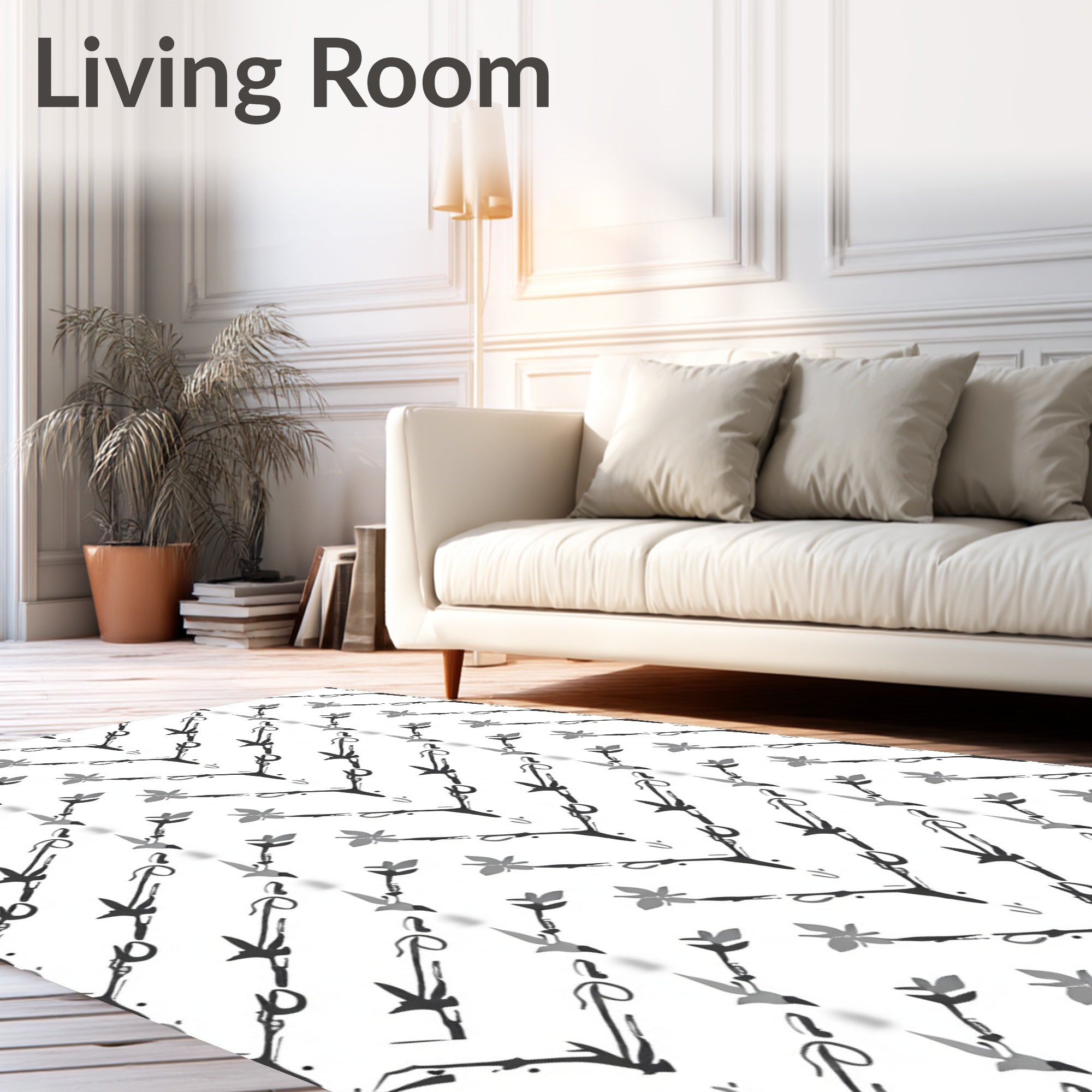Monochromatic Chevron Arrow Foliage Art Rug