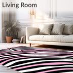Pink Black White Zebra Stripe Rug