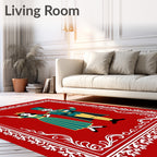 Red Royal Couple With White Border Rug