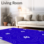 Deep Blue Paw Print Contour Rug