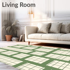 Sage Green Plaid Window Pane Rug