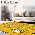 Happy Yellow Sun Faces Rug